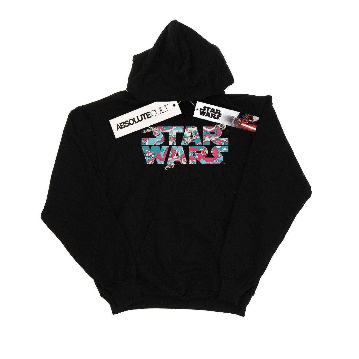 Image of Wavy Ship Logo Kapuzenpullover Mädchen Schwarz 116