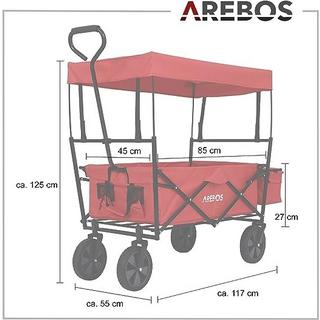 Arebos  Charrette à bras avec toit | Chariot de transport de charrette à bras | Chariot à matériel 