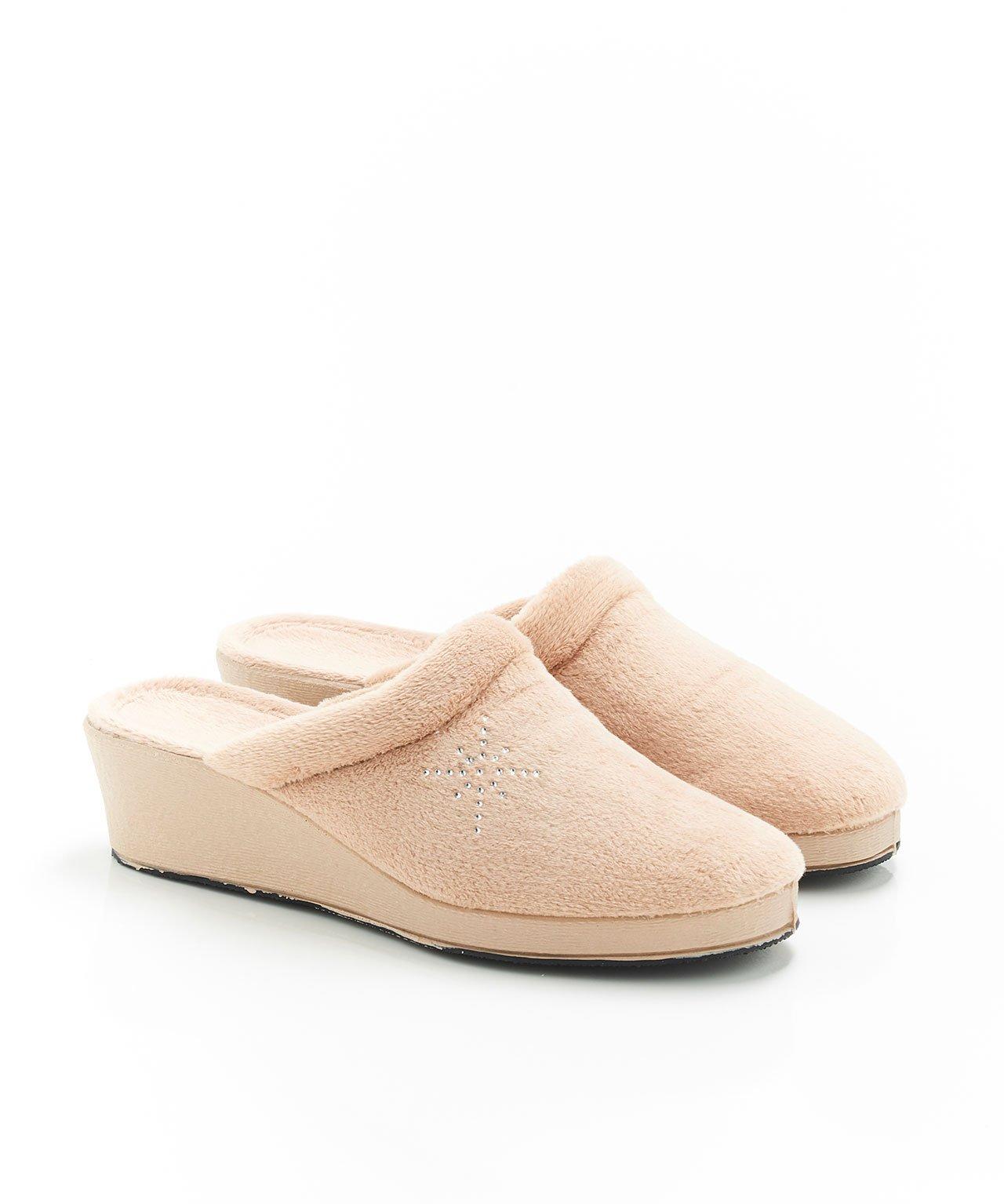 Image of Pantoffeln In Samtoptik. Unisex Camel 37
