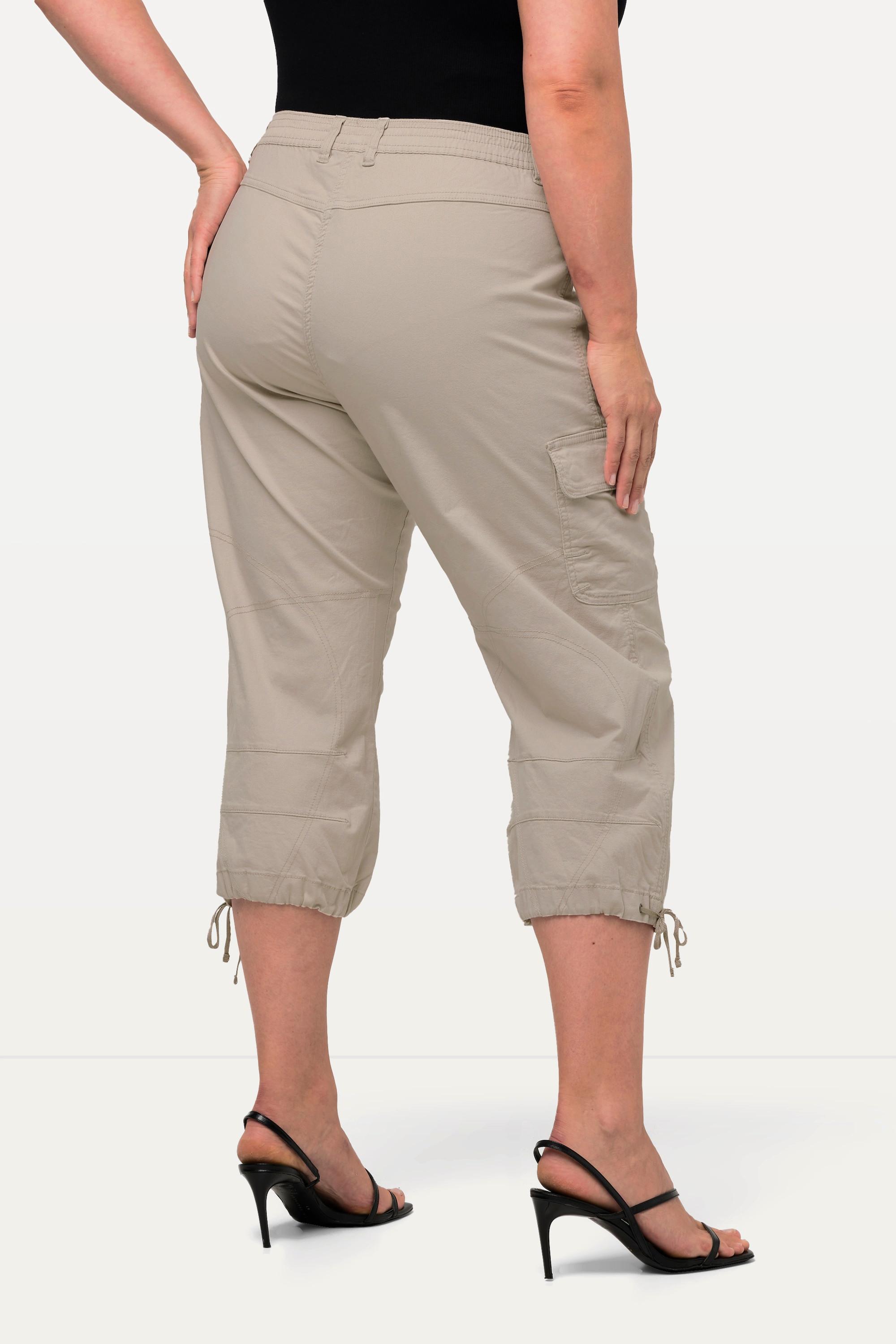 Ulla Popken  Pantaloni cargo a 7/8 con cintura comoda 