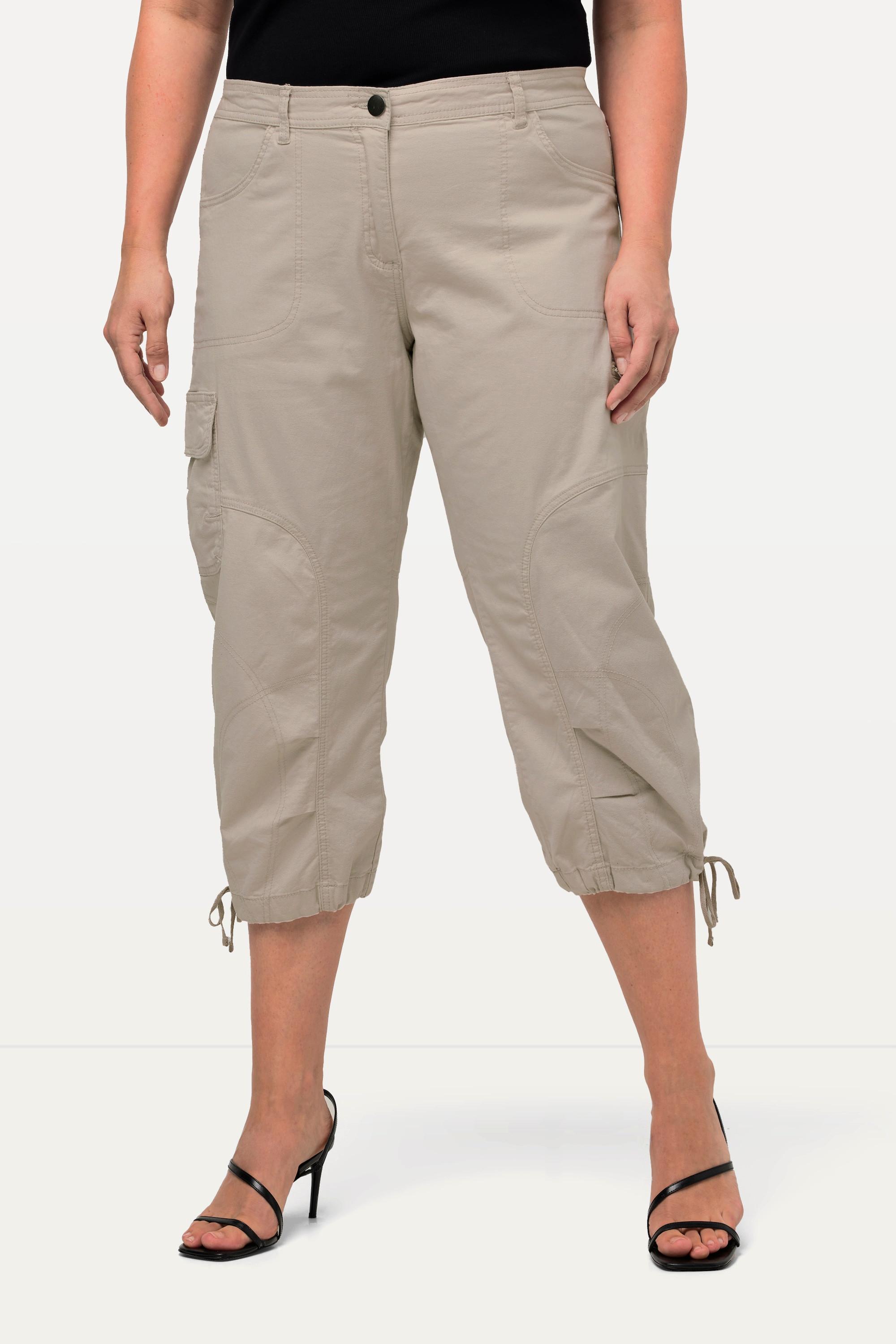 Ulla Popken  Pantaloni cargo a 7/8 con cintura comoda 