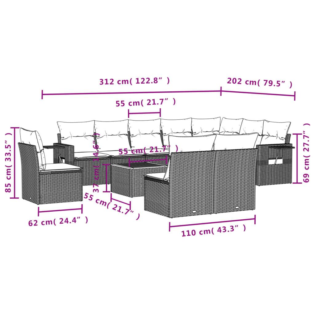 VidaXL Ensemble de canapés de jardin rotin synthétique  