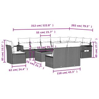 VidaXL Ensemble de canapés de jardin rotin synthétique  