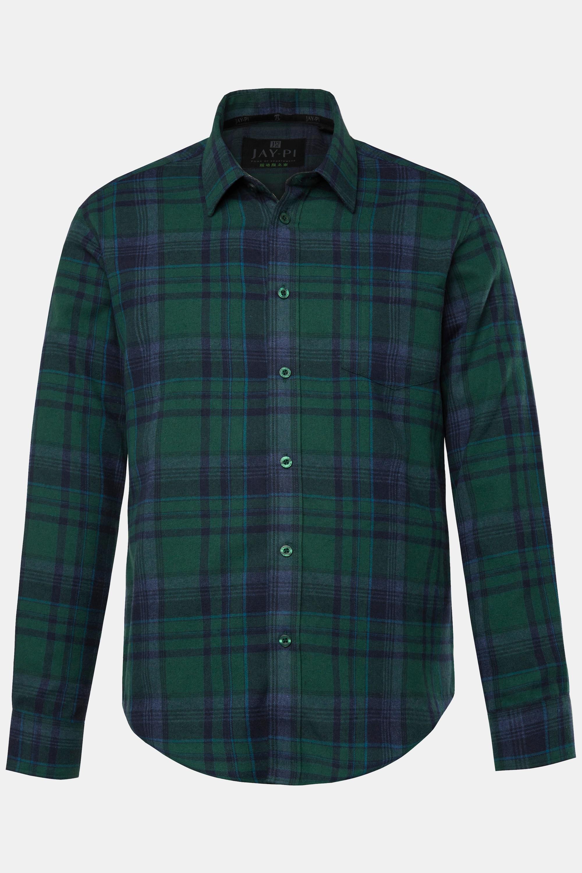 JP1880  Chemise en flanelle à carreaux, collection Outdoor, manches longues et col Kent, coupe Modern Fit - jusqu'au 7&nbsp;XL 