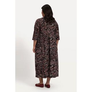 Ulla Popken  Robe en jersey, coupe évasée, motif cachemire, couture empire, col rond, manches 3/4 