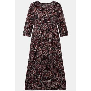 Ulla Popken  Jerseykleid, A-Line, Paisleymuster, Empirenaht, Rundhals, 3/4-Arm 