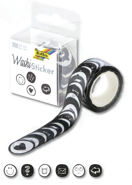 Image of Washi Sticker Dekorativer Aufkleber Papier Schwarz, Weiß 200 Stück(e) Schwarz