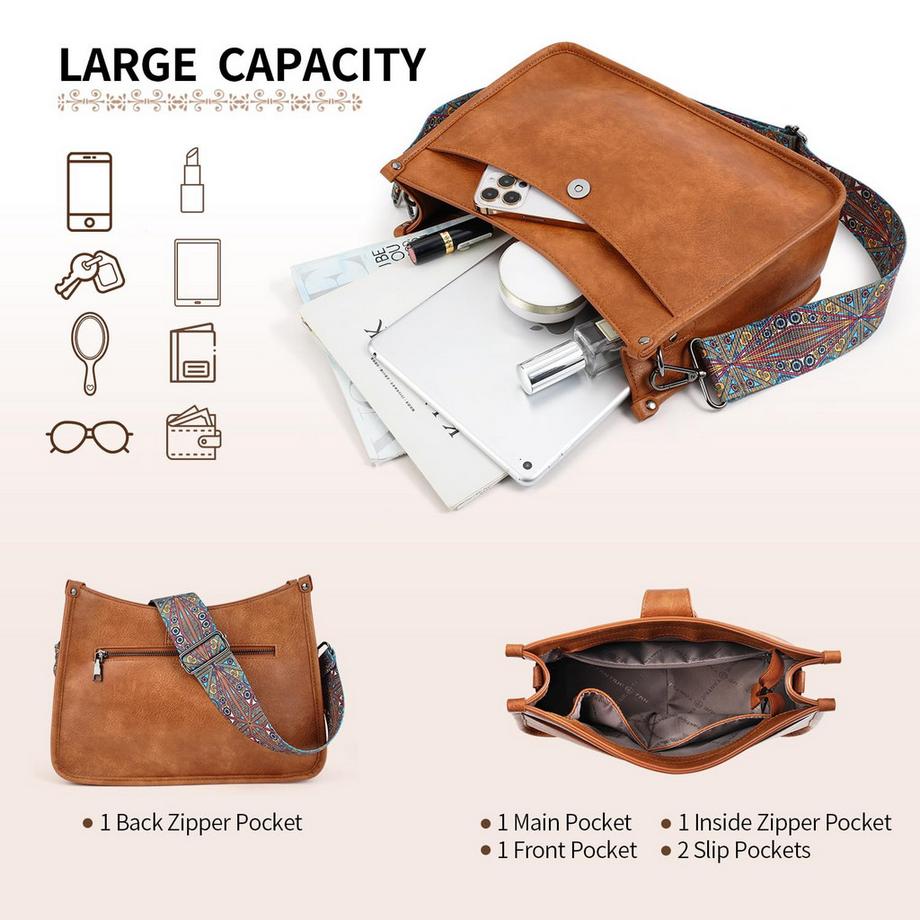 Only-bags.store Medium Hobo Tasche mit breitem Riemen  
