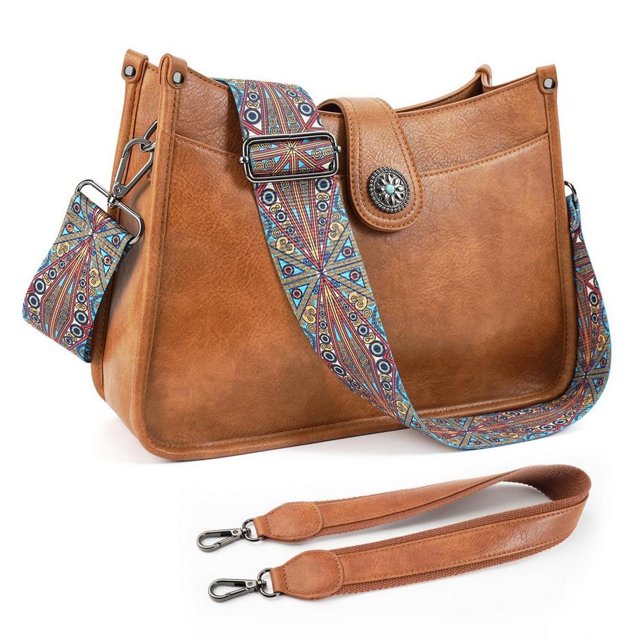 Umhängetasche, Handtasche Medium, Umhängetasche mit breitem Riemen, Hobo-Tasche
