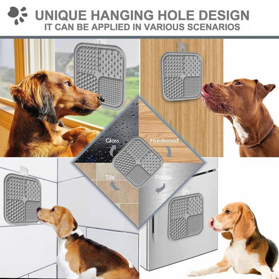Alopini  Leckmatte Hund mit Silikonspachtel und Bürste, Hundespielzeug, 2er Pack 