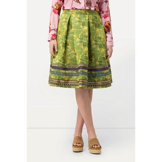 Ulla Popken  Gonna dal taglio svasato in Jacquard a tema floreale con nastri 