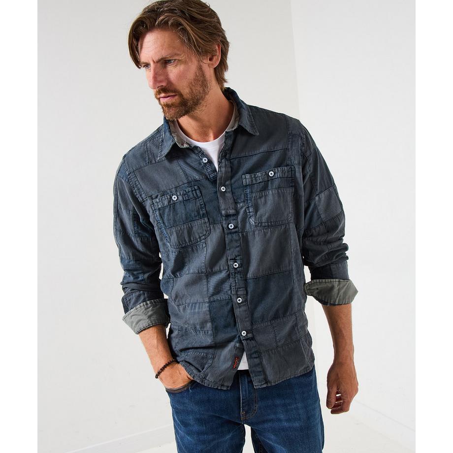 Chemise patch manches longues col classique