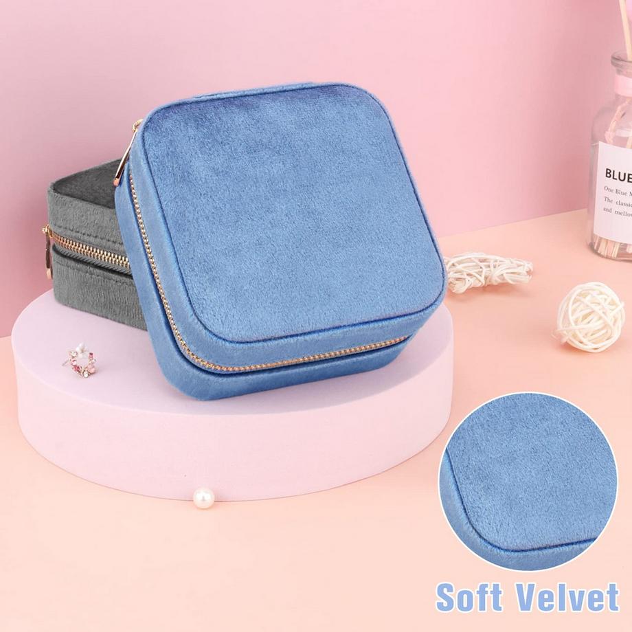 Only-bags.store  Petite boîte à bijoux de voyage en velours avec miroir, Petite boîte à bijoux organizer 