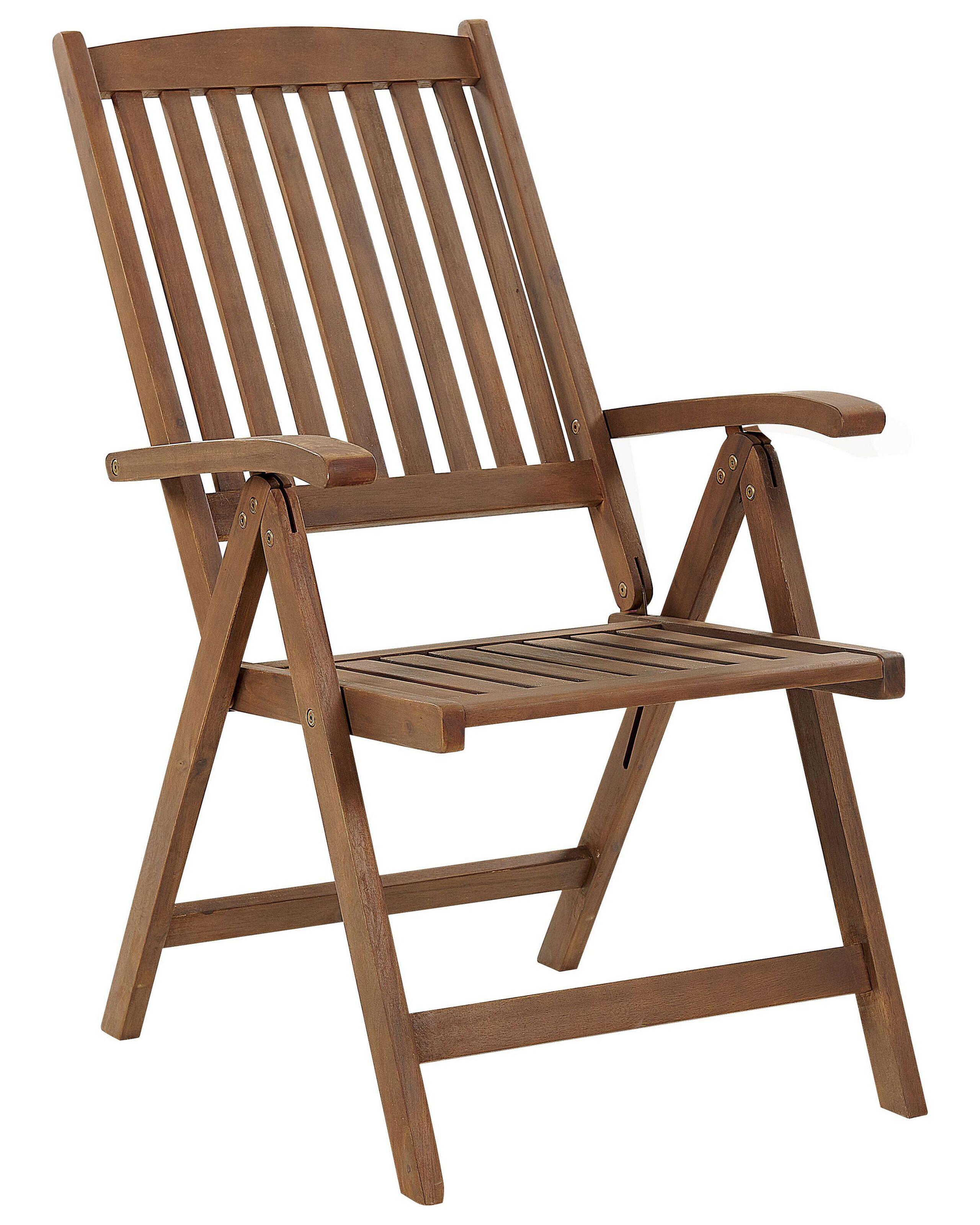 Beliani Lot de 2 chaises de jardin avec coussins en Acacia Rustique AMANTEA  