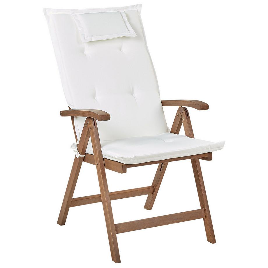 Beliani Lot de 2 chaises de jardin avec coussins en Acacia Rustique AMANTEA  