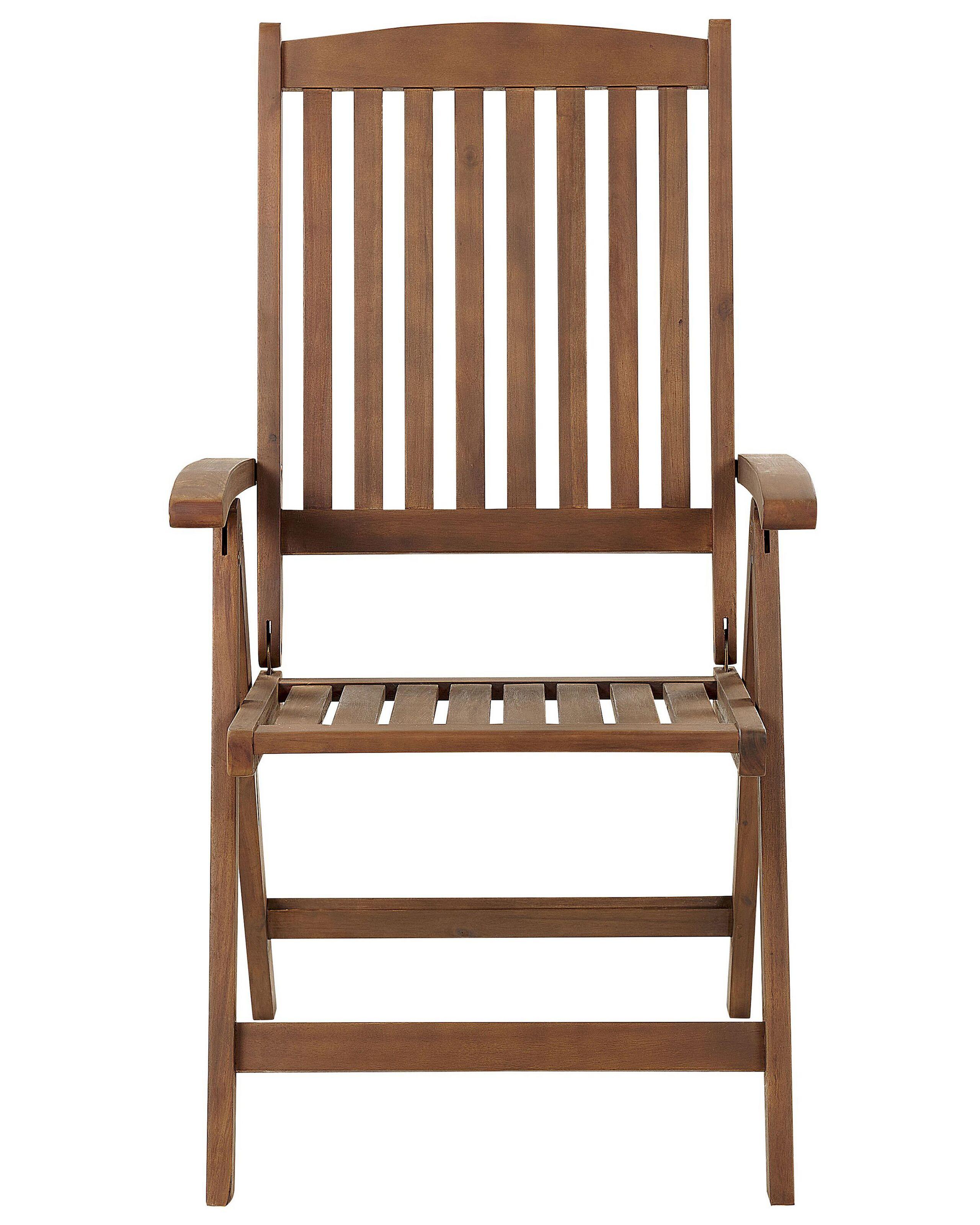 Beliani Lot de 2 chaises de jardin avec coussins en Acacia Rustique AMANTEA  