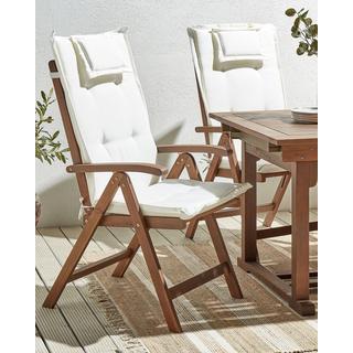 Beliani Lot de 2 chaises de jardin avec coussins en Acacia Rustique AMANTEA  