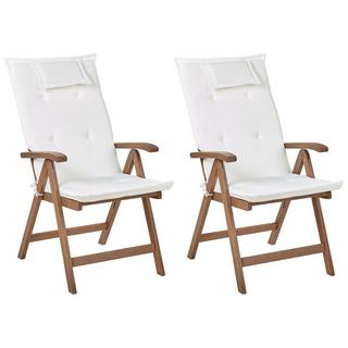 Beliani Lot de 2 chaises de jardin avec coussins en Acacia Rustique AMANTEA  