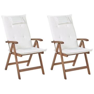 Lot de 2 chaises de jardin avec coussins en Acacia Rustique AMANTEA