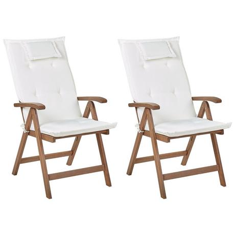 Beliani Lot de 2 chaises de jardin avec coussins en Acacia Rustique AMANTEA  