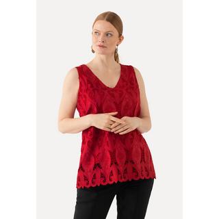 Ulla Popken  Top in pizzo dal taglio svasato e smanicato con scollo a V 