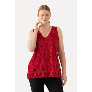 Ulla Popken  Top in pizzo dal taglio svasato e smanicato con scollo a V 