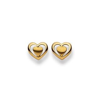 MUAU Schmuck  Ohrstecker Herz Gelbgold 750, 7x8mm 