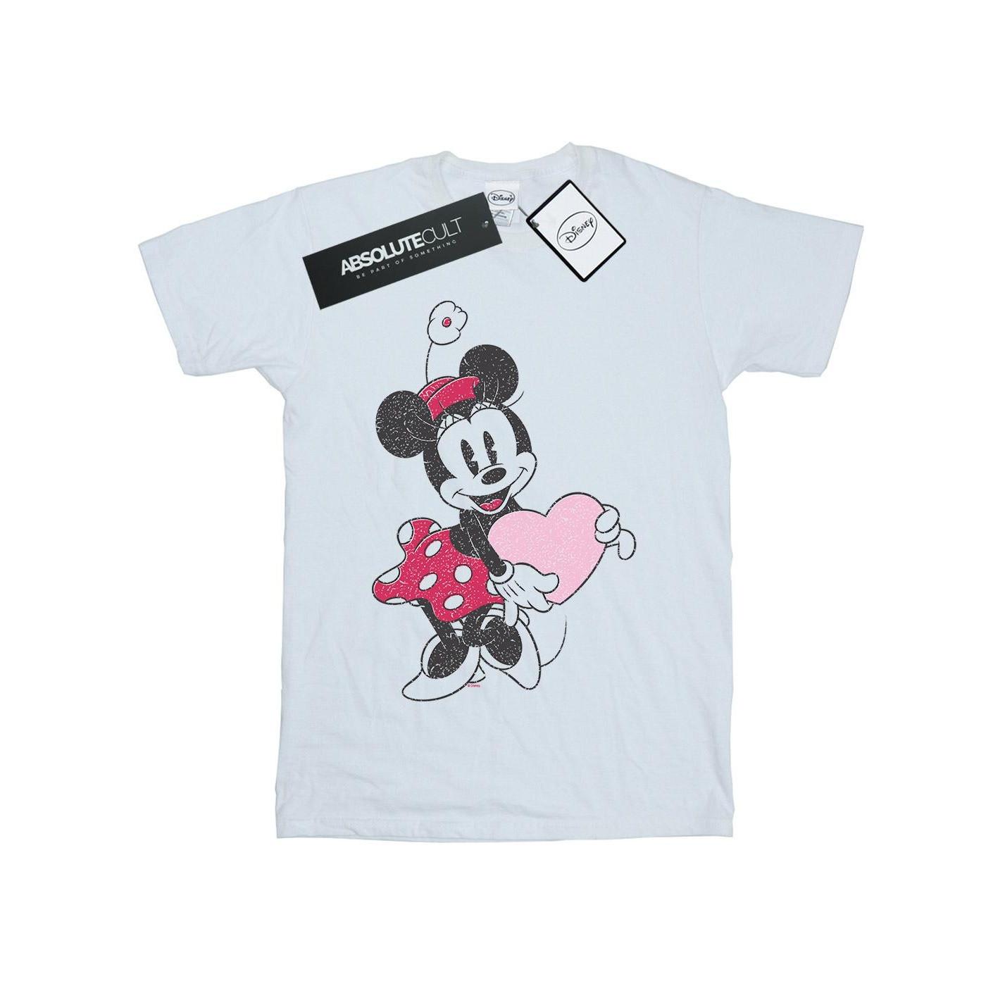 Image of Minnie Mouse Love Heart Tshirt Unisex Weiss 128