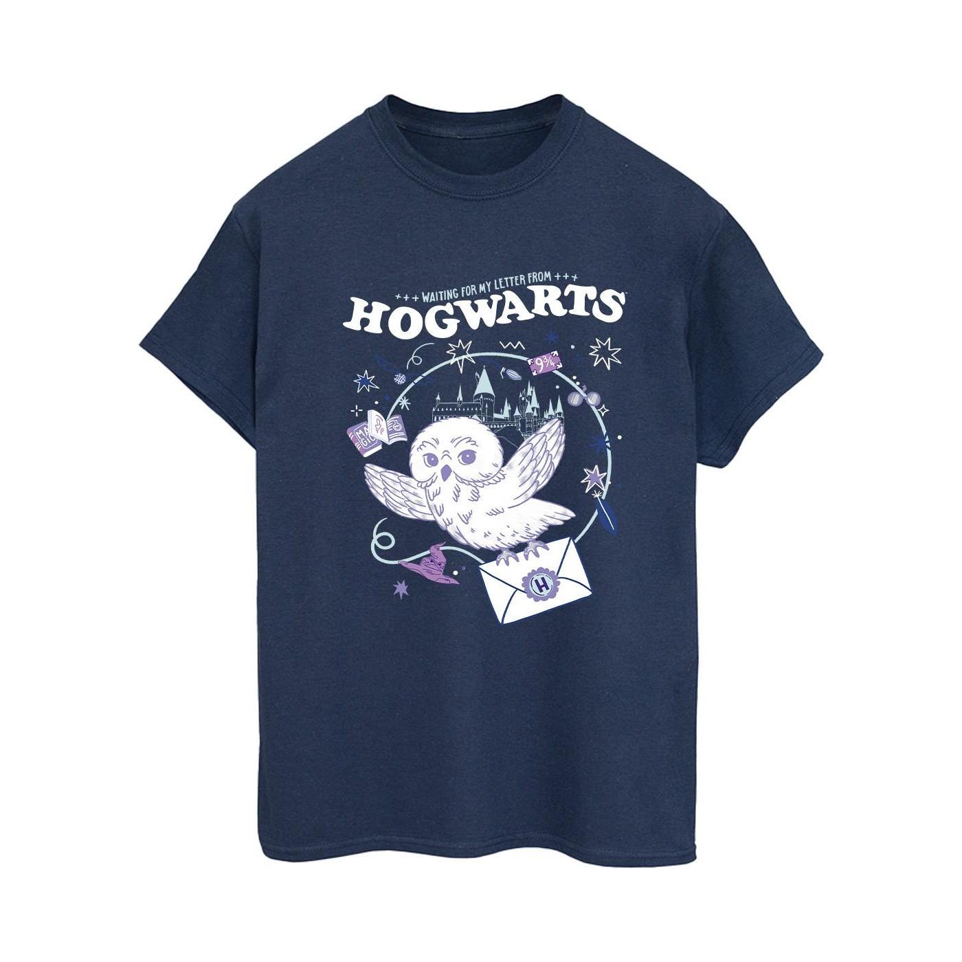 Image of Owl Letter From Hogwarts Tshirt Damen Marine L