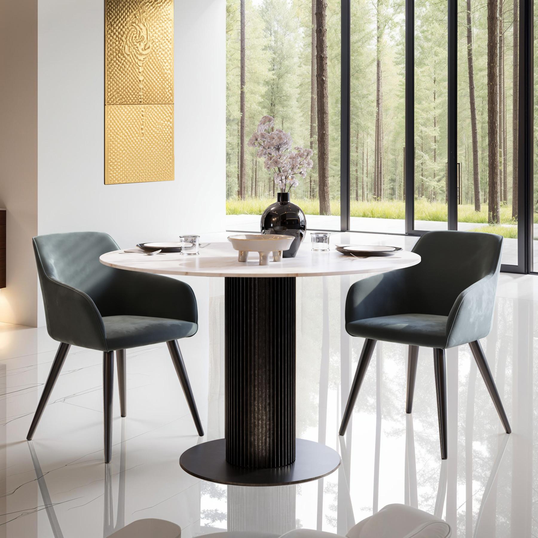 Tectake Stuhl Marilyn Samtoptik-schwarze Stuhlbeine  