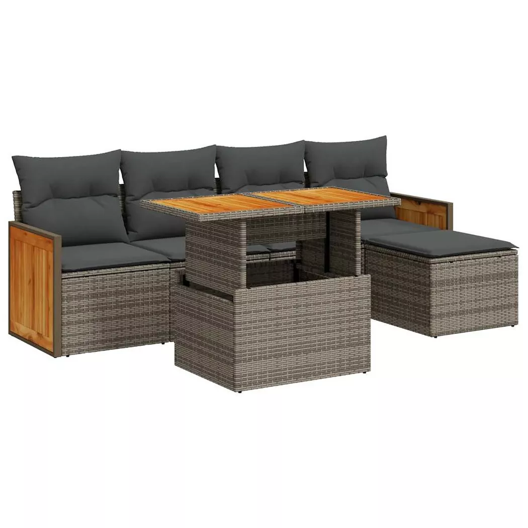 VidaXL - set divano da giardino Polirattan, One Size, Grigio