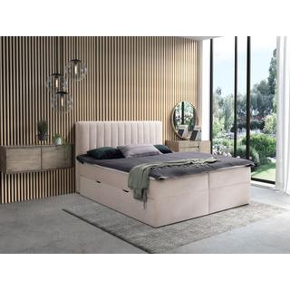 Ysmée Ensemble complet literie déco tête de lit + sommiers coffre et tiroir + matelas + surmatelas - 180 x 200 cm - Tissu - Beige - ARAO de YSMÉE  