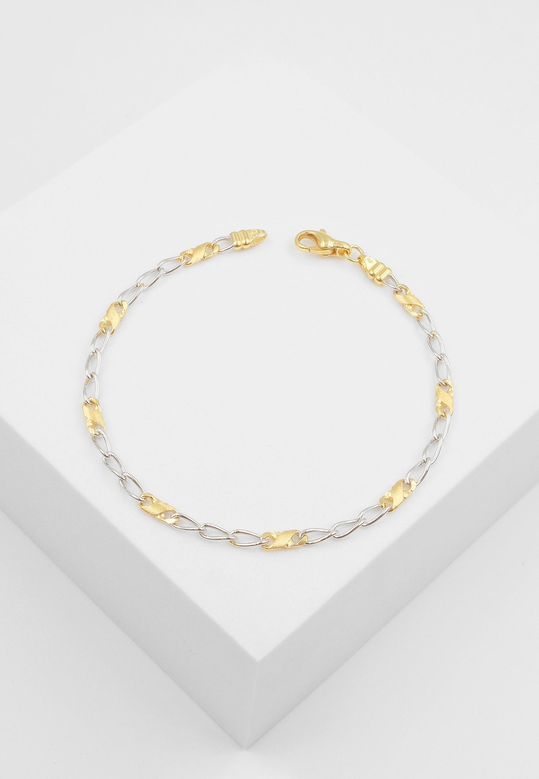 MUAU Schmuck  Bracelet 8er-Kette fein Bicolor Gelbgold-/Weissgold 750, 3.2mm, 19cm 