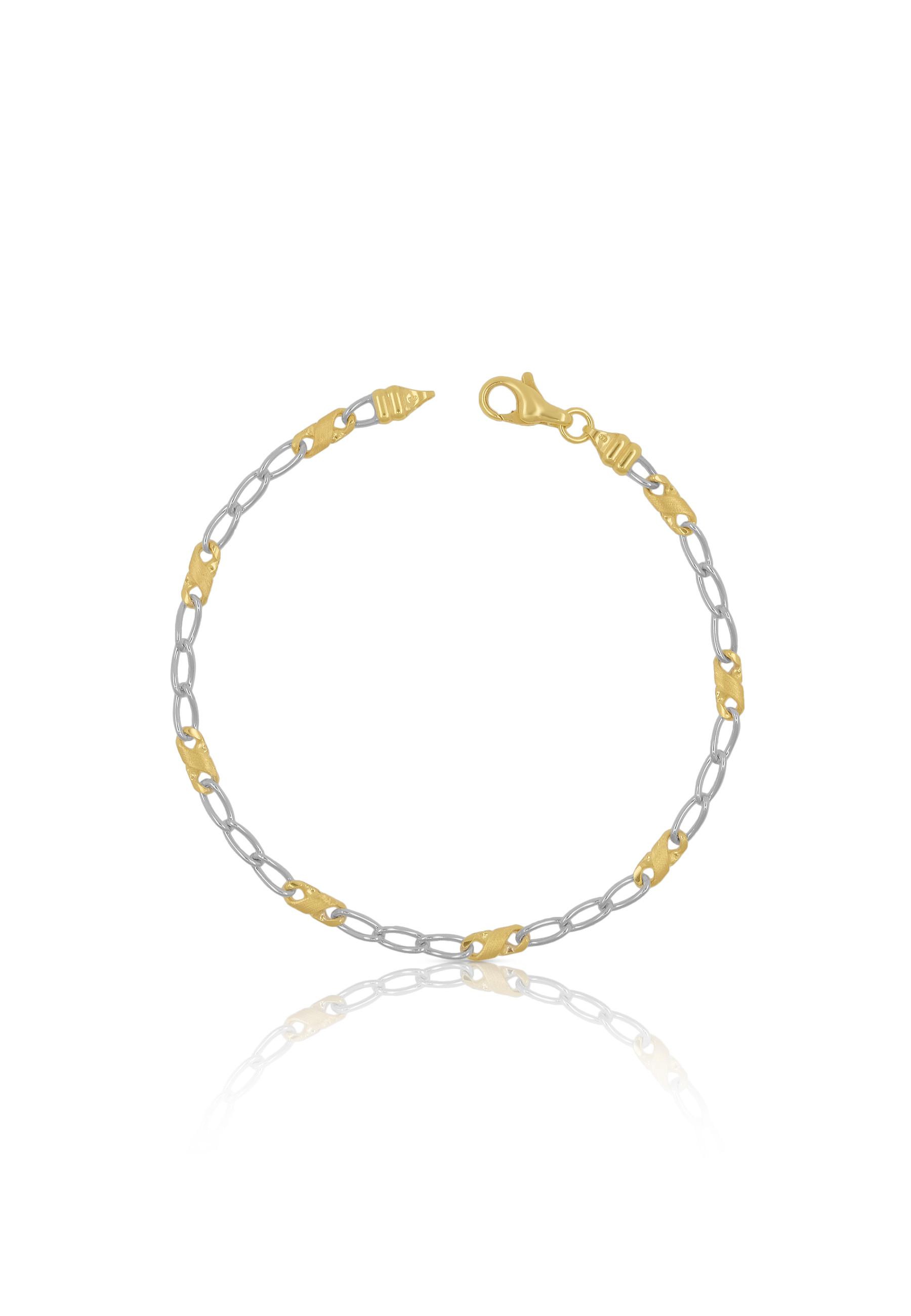 MUAU Schmuck  Bracelet 8er Collier fin bicolore or jaune/or blanc 750, 3,2mm, 19cm 