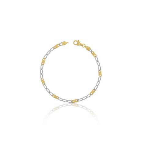 MUAU Schmuck  Bracelet 8er Collier fin bicolore or jaune/or blanc 750, 3,2mm, 19cm 