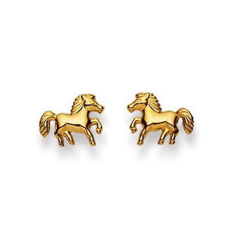 MUAU Schmuck  Ohrstecker Pferd Gelbgold 750, 9mm 