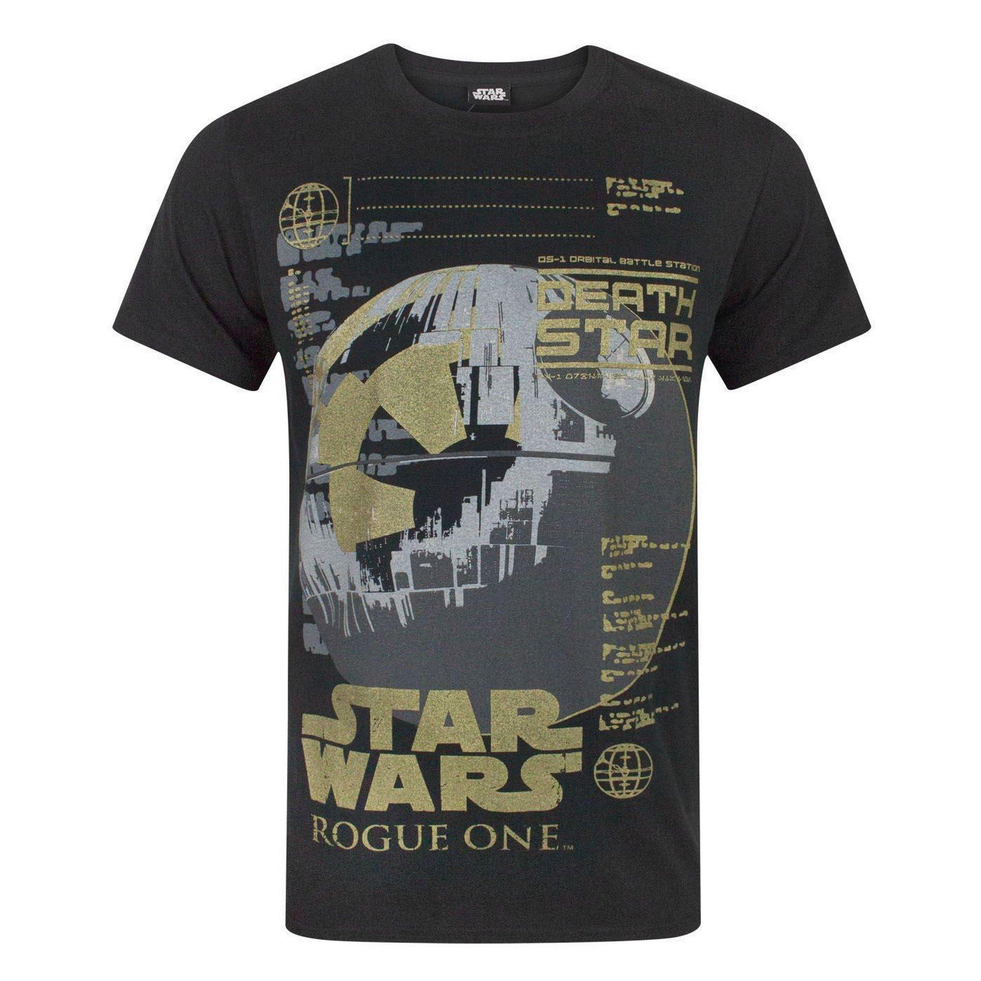 Image of Rogue One Metallic Death Star Tshirt Herren Schwarz S