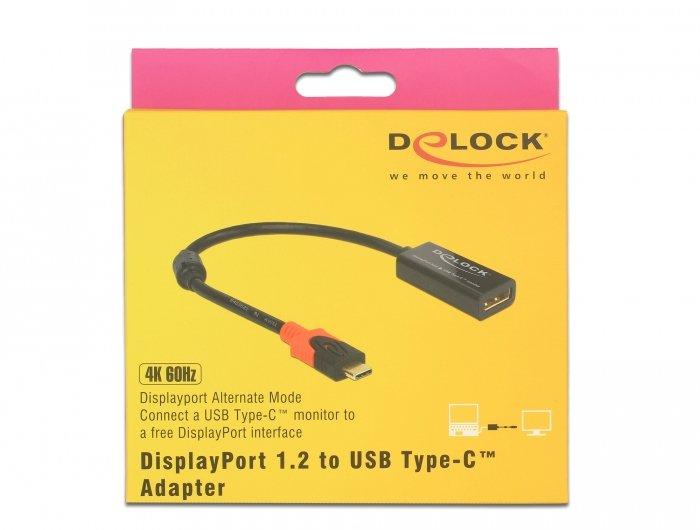 DeLock  DeLOCK 63928 Videokabel-Adapter 0,2 m USB Typ-C DisplayPort 20 pin Schwarz, Rot 