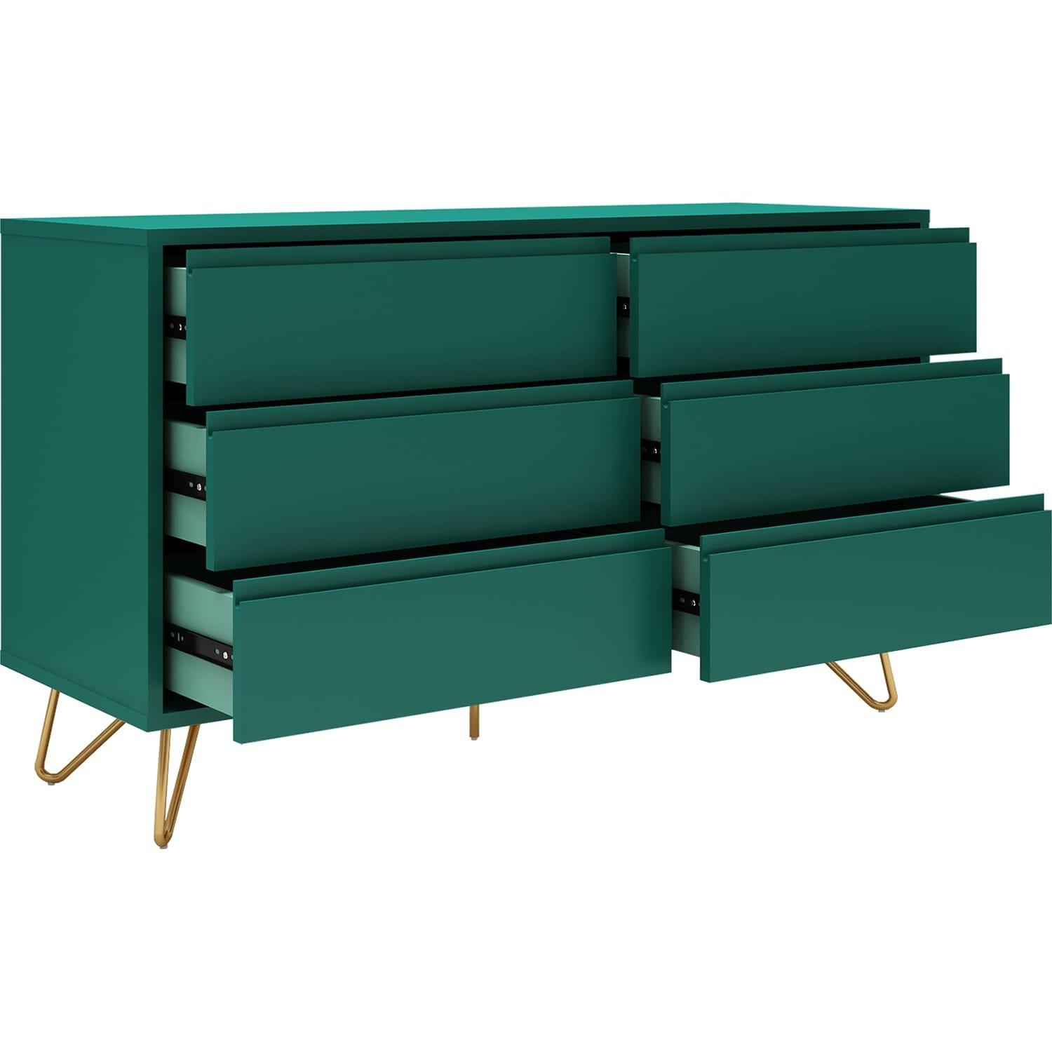 mutoni Commode large 6 tiroirs vert  