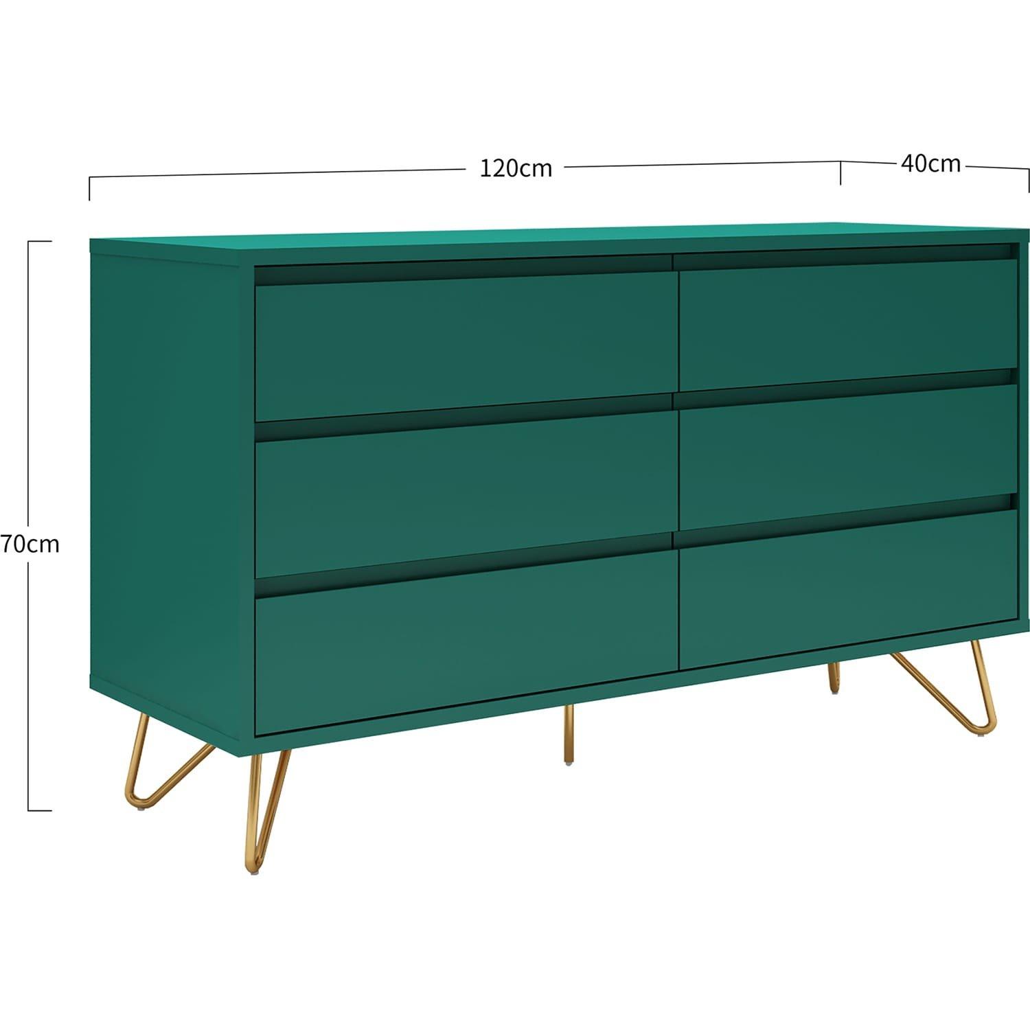 mutoni Commode large 6 tiroirs vert  