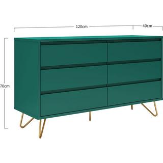 mutoni Commode large 6 tiroirs vert  