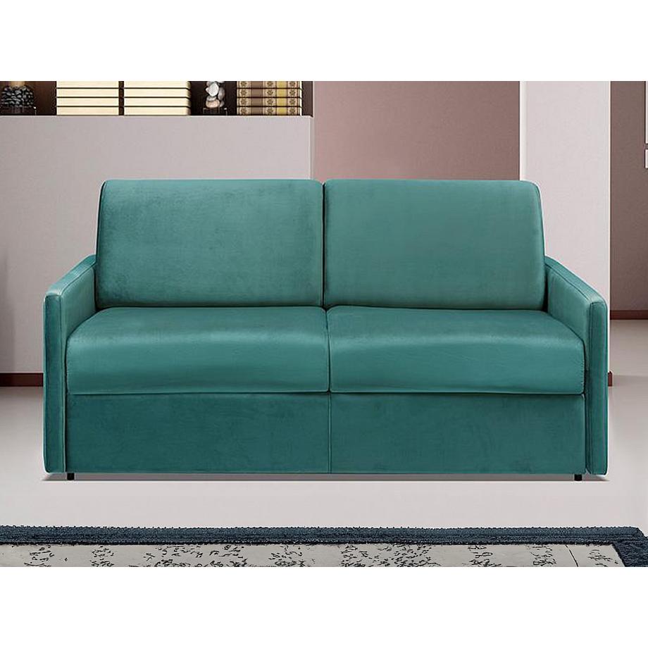 Vente-unique Canapé 3 places conible express en velours CALIFE menthe Couchage à  lattes larges 1Matelas  