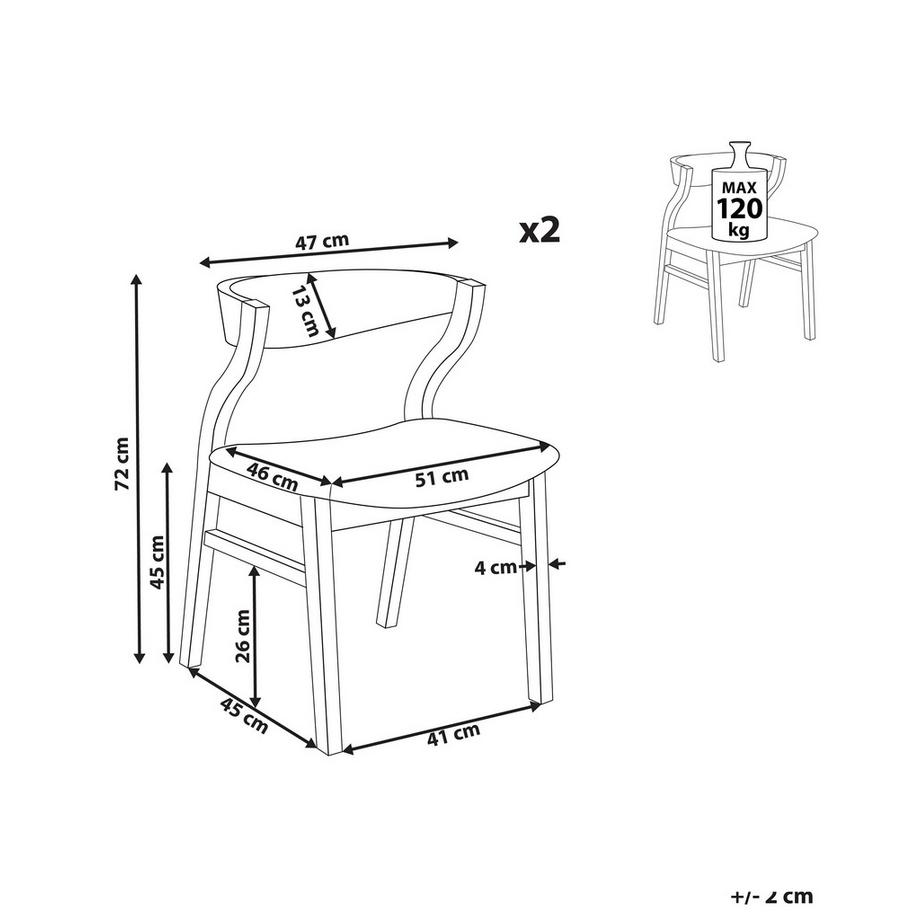 Beliani Lot de 2 chaises de salle à manger en MDF Rustique MAROA  