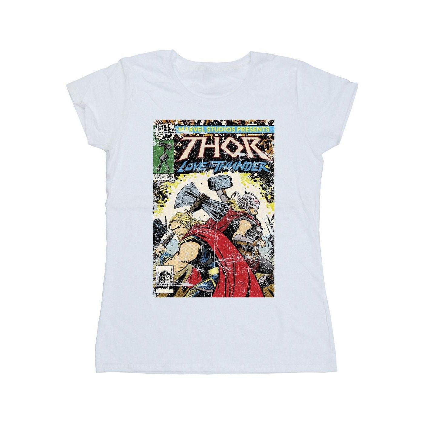 Image of Thor Love And Thunder Vintage Poster Tshirt Damen Weiss XL