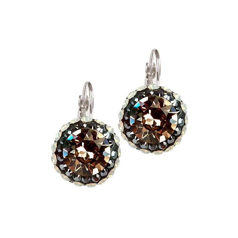 Image of Ohrringe Mit Geschliffenen Kristallen "sia" Unisex Greige 10mm