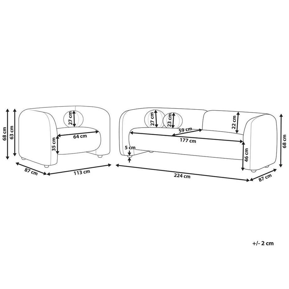 Beliani 4-Sitzer-Wohnzimmer Set aus Chenillegewebe  LEIREN  