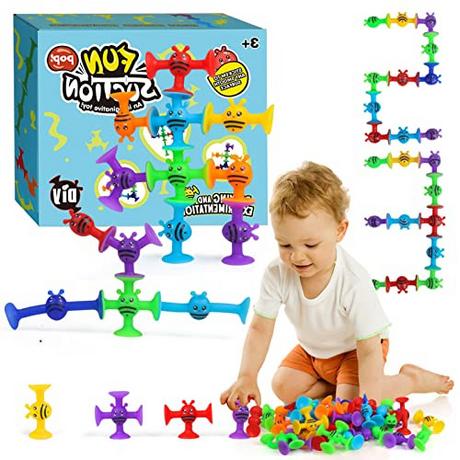 Activity-board  Saugnapf Spielzeug Baby, Kinder Badewanne Spielzeug, 40 Stück sensorische Spielzeug Silikon Bausteine Saugnapf Spielzeug, Stressabbau Geschenk 