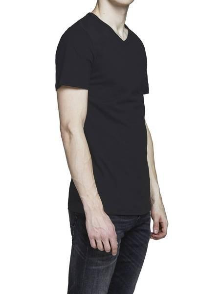 JACK & JONES  T-Shirt  2er Pack Bequem sitzend-JACBASIC V-NECK TEE 2PK 