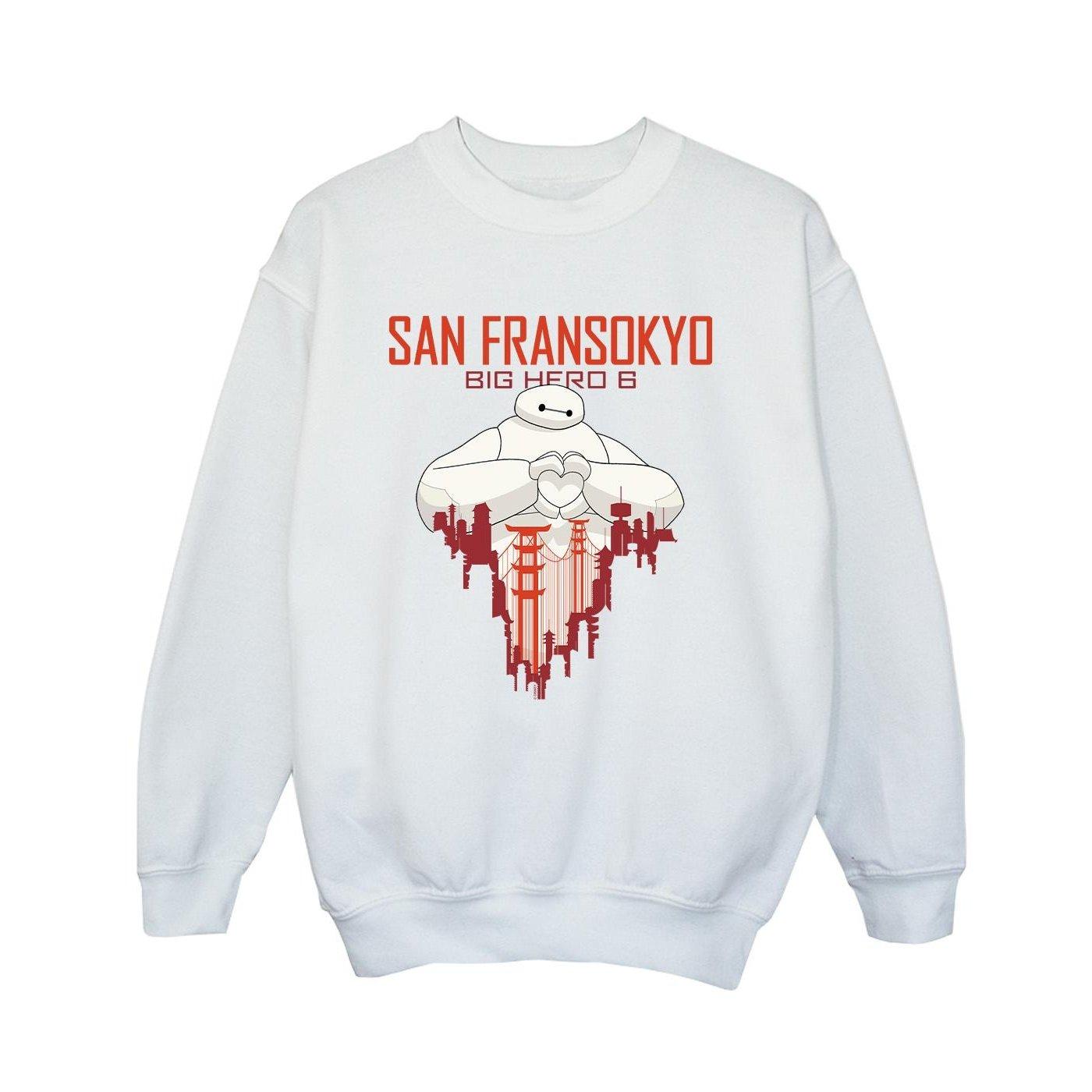 Image of Big Hero 6 Baymax San Fransokyo Heart Sweatshirt Unisex Weiss 140/146