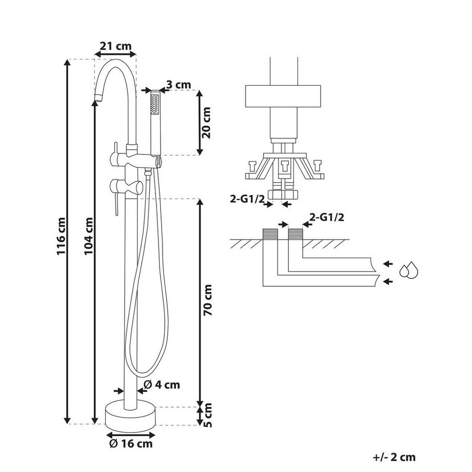 Beliani Freistehende Badewannenarmatur aus Messing Modern TUGELA  